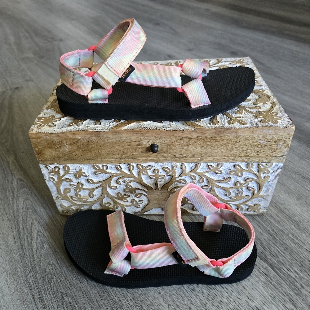 Teva Women's Pastel Rainbow Strap Black Sandals